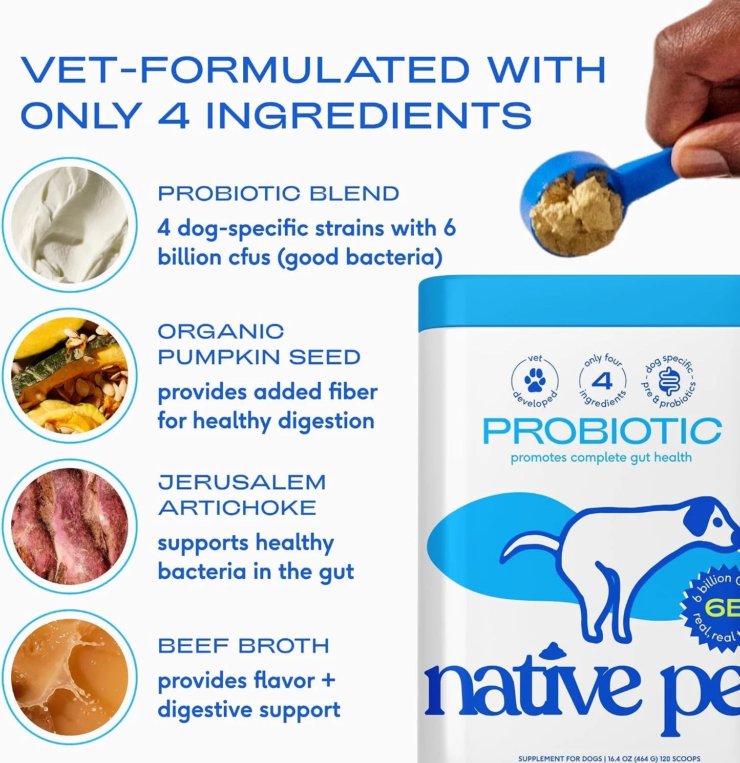Native Pet Probiotic for Dogs (8.2 Oz.) & The Daily Dog Vitamins & Supplements (14 Oz.) - Vet Created Probiotic Powder for Digestive Issues & 11-in-1 Multivitamin with 21 Supplements & Vitamins