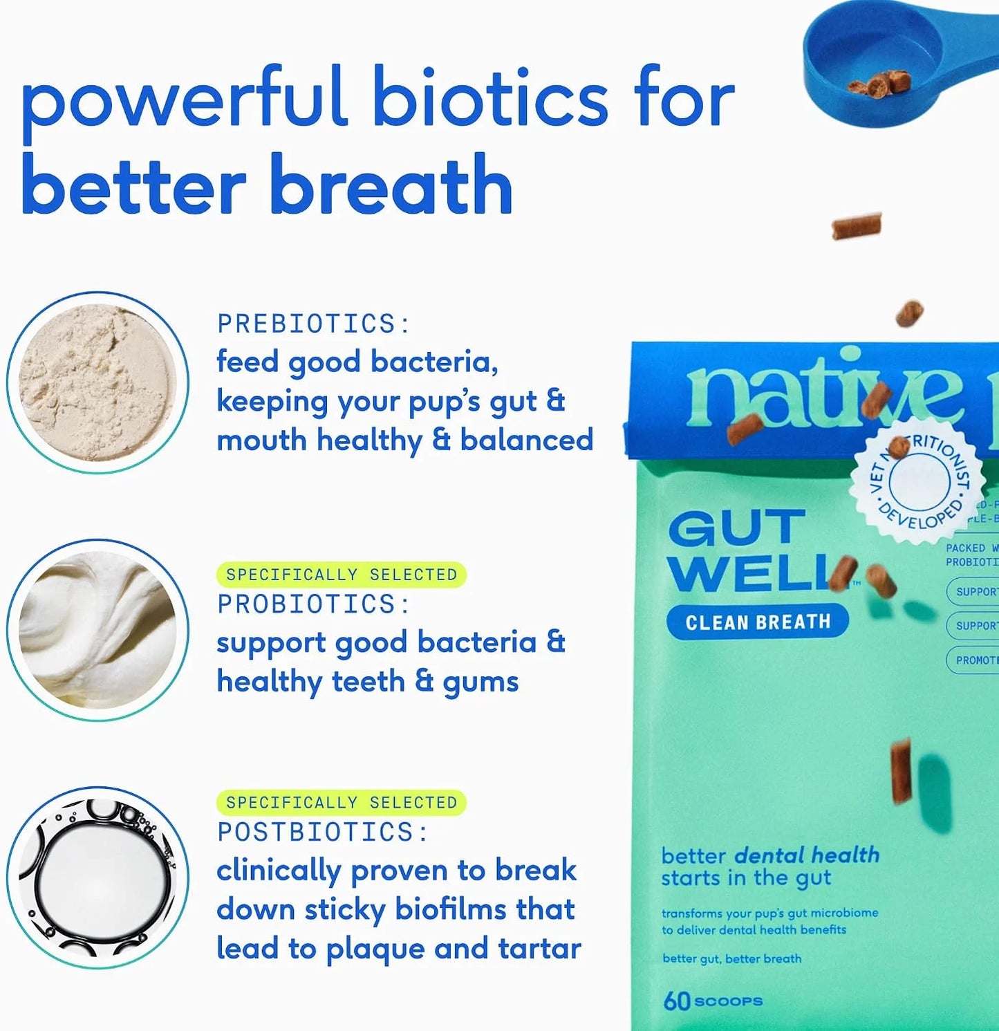 Native Pet Fresh Breath & Skin Support Bundle: 60 Scoops GutWell Clean Breath - Dog Breath Freshener & 8 Oz. Omega 3 Fish Oil for Dogs & Cats - Promotes Healthy Skin, Shiny Coat, & Strong Joints