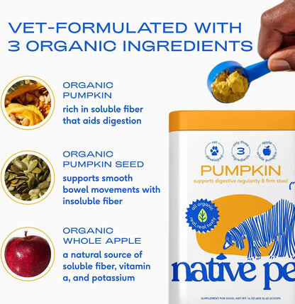 Native Pet Pumpkin Powder for Dogs (30 Scoops) and The Daily Dog Supplement (30 Scoops) - All-Natural, Organic Pumpkin Fiber and 11 in 1 Dog Multivitamins & Supplements