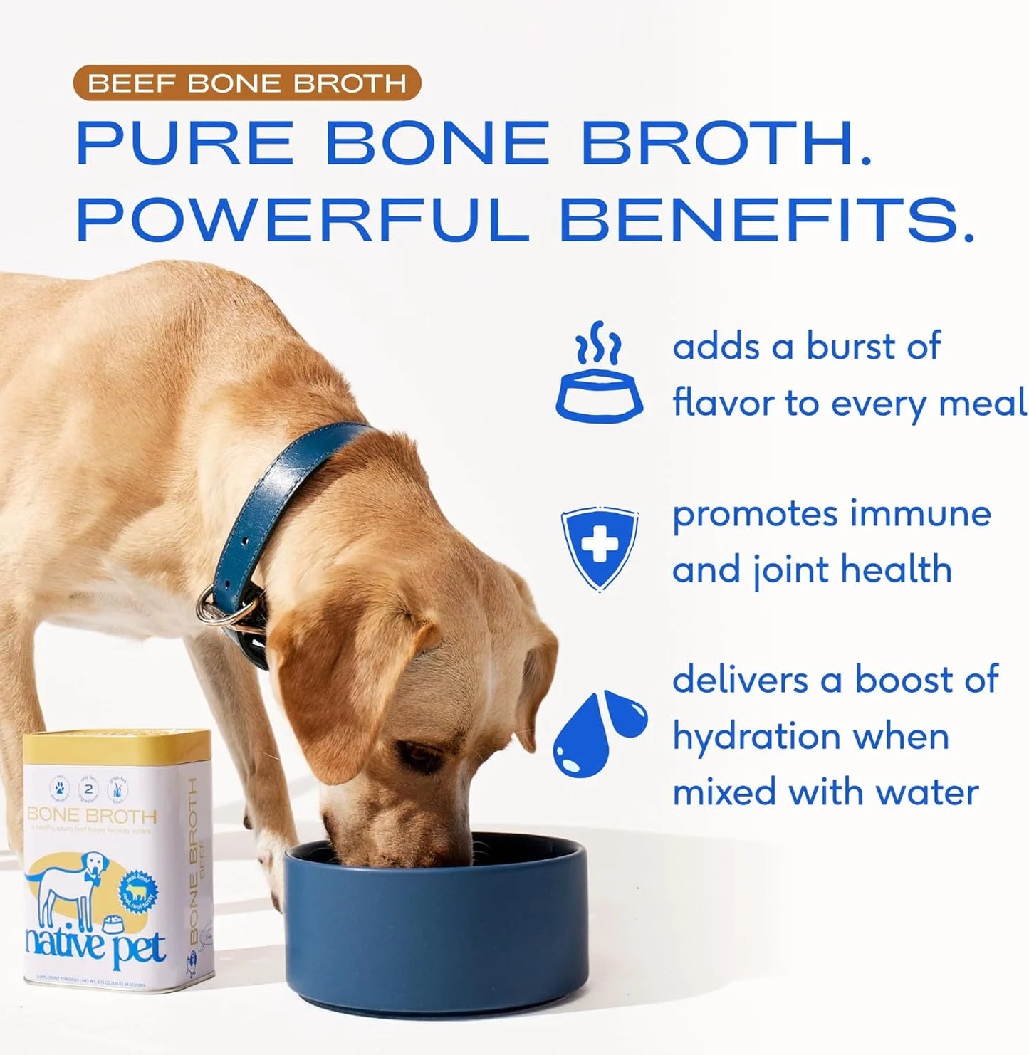 Native Pet Omega Oil for Dogs (8 oz.) & Beef Bone Broth for Dogs (4.75 oz.) - Made with Wild Alaskan Salmon Oil - EPA DHA and Bone Broth Powder Food Topper for Picky Eater