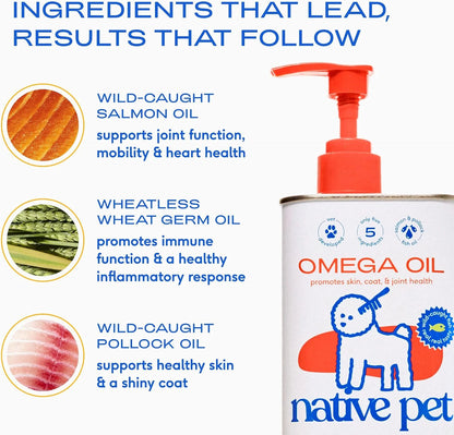 Native Pet Pack Leaders Bundle - Daily Dog Multivitamin (7 oz.) & Omega Oil for Dogs (8 oz.) - Omega 3 Fish Oil for Healthy Skin, Shiny Coat, & Strong Joints & Daily Multivitamin for Pups