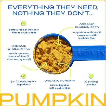 Native Pet Belly Bundle: Pumpkin for Dogs (8 Oz.) & Probiotic Powder for Dogs (4.1 Oz.) - All-Natural Remedy for Pet Diarrhea, Upset Stomach & Gas Relief